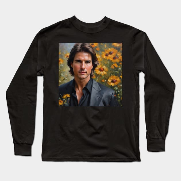 Tom Cruise art watercolor Long Sleeve T-Shirt by nonagobich